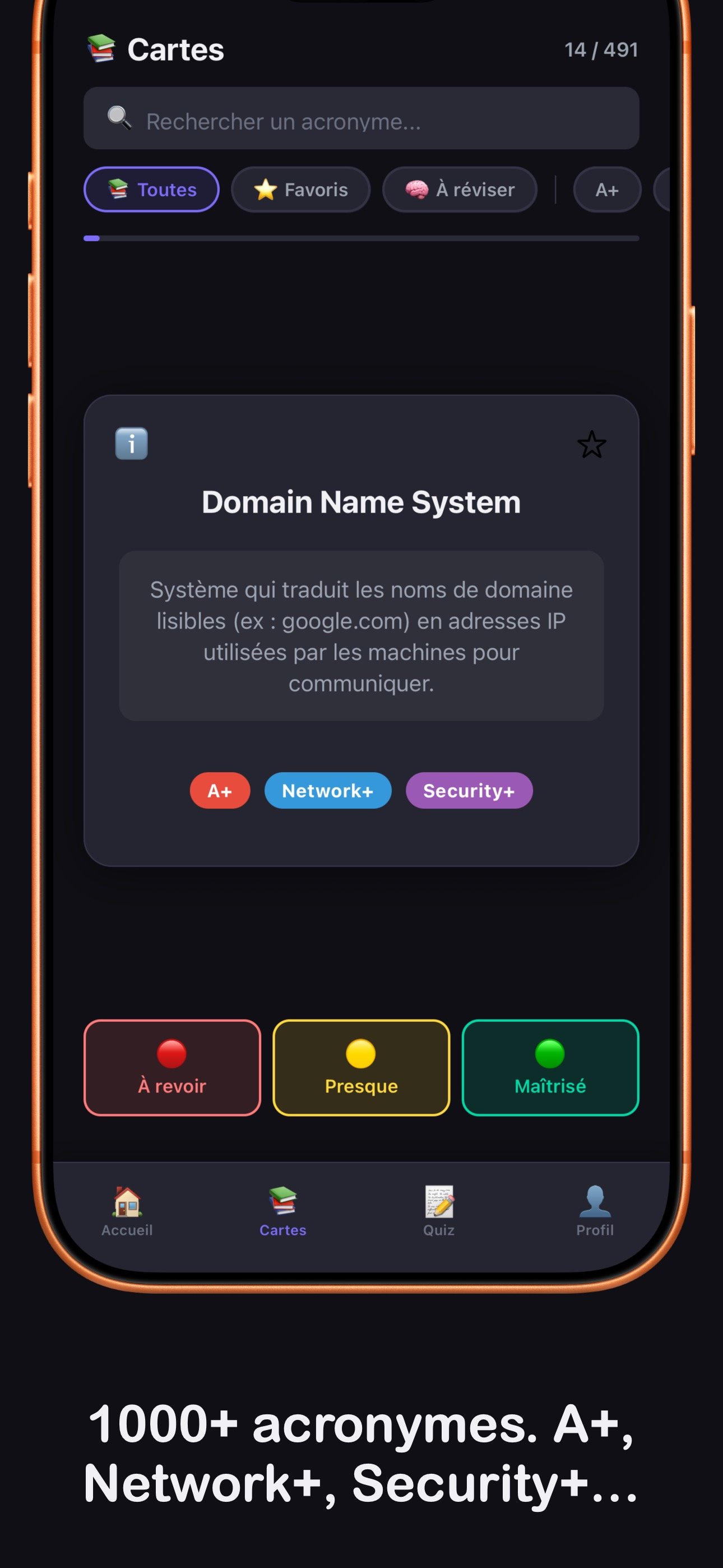 Flashcard screen